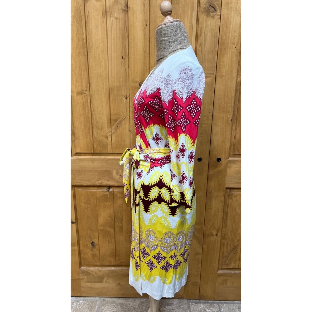 Diane Von Furstenberg Julian Wrap Dress Size 10 Silk Jersey Ethnic Print - Picture 2 of 12